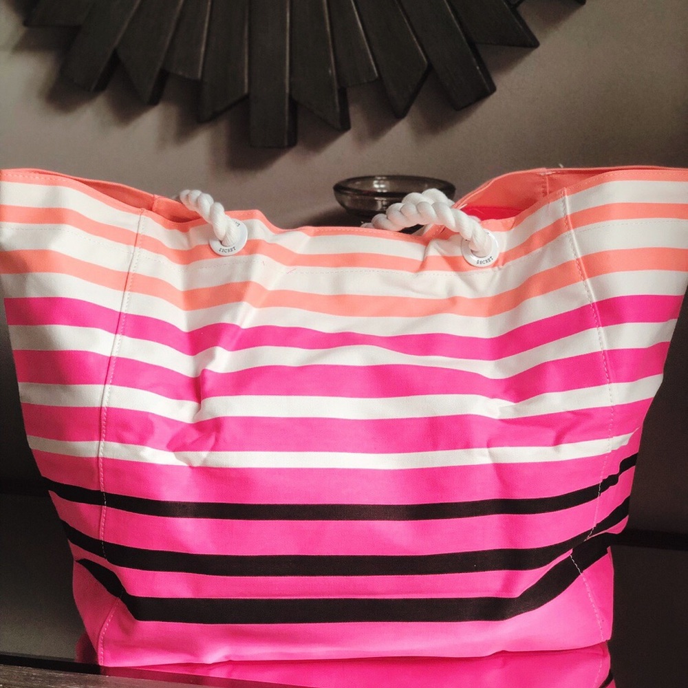 VICTORIA SECRET PINK STRIPES BEACK TOTE - Picture 2 of 4